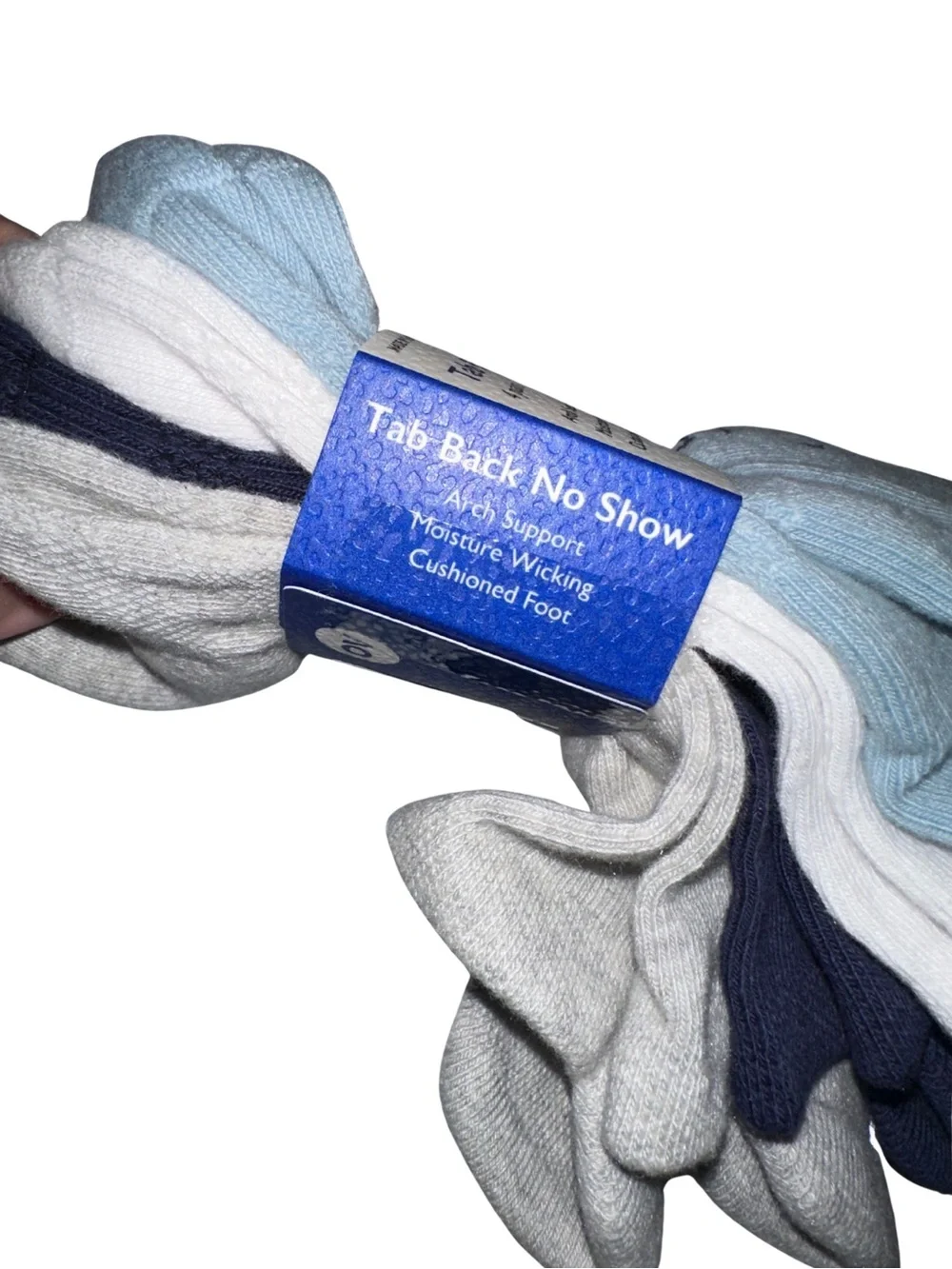 Outdoor Voices Tab Back No Show Women's Sock 4-Pack - Lt Blue, White, Gray, Navy